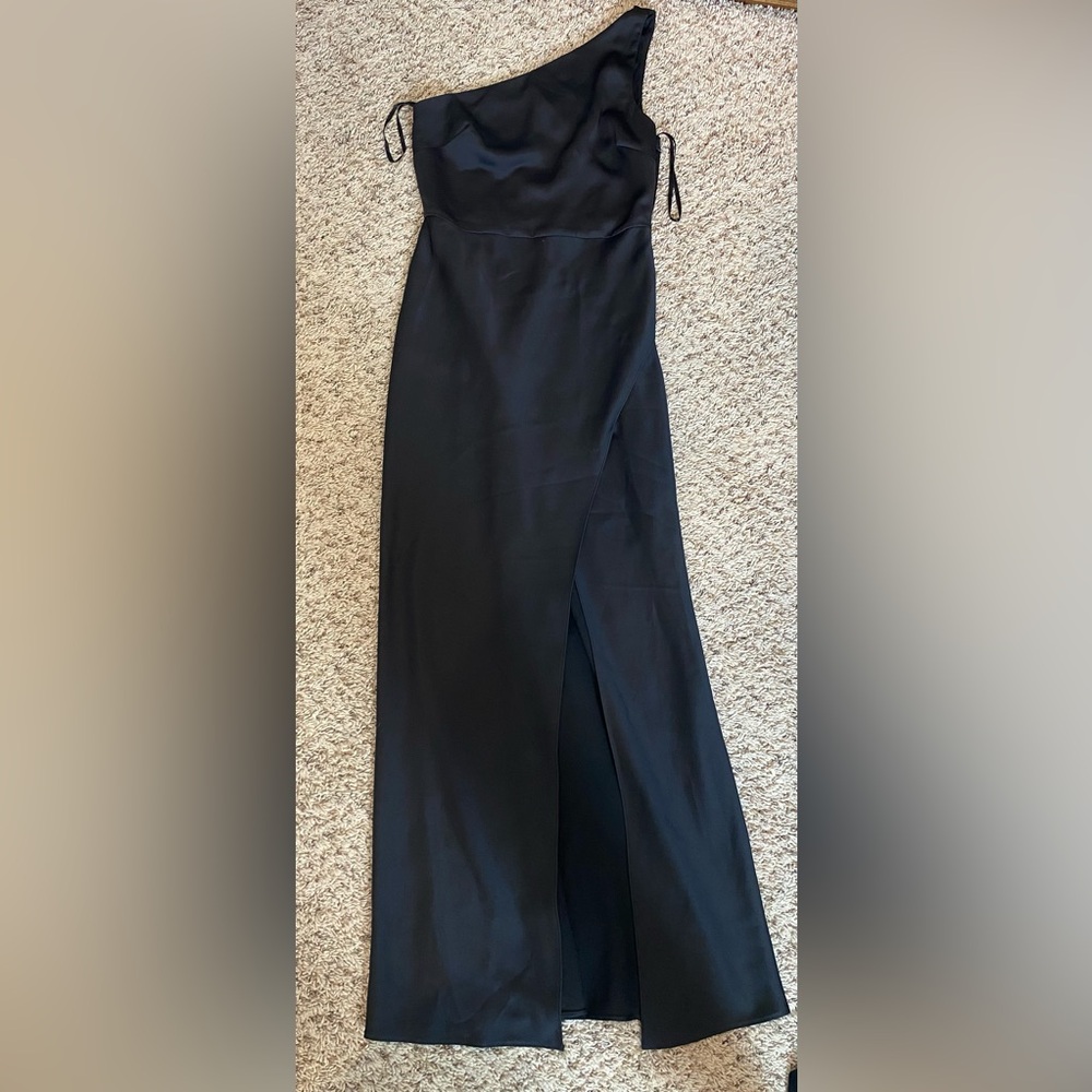 BHLDN Dylan Black One-Shoulder Dress